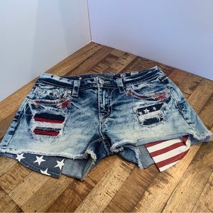 MISS ME American Flag Shorts Sz 29 Stars, Stripes-Distressed, Flag Pockets
